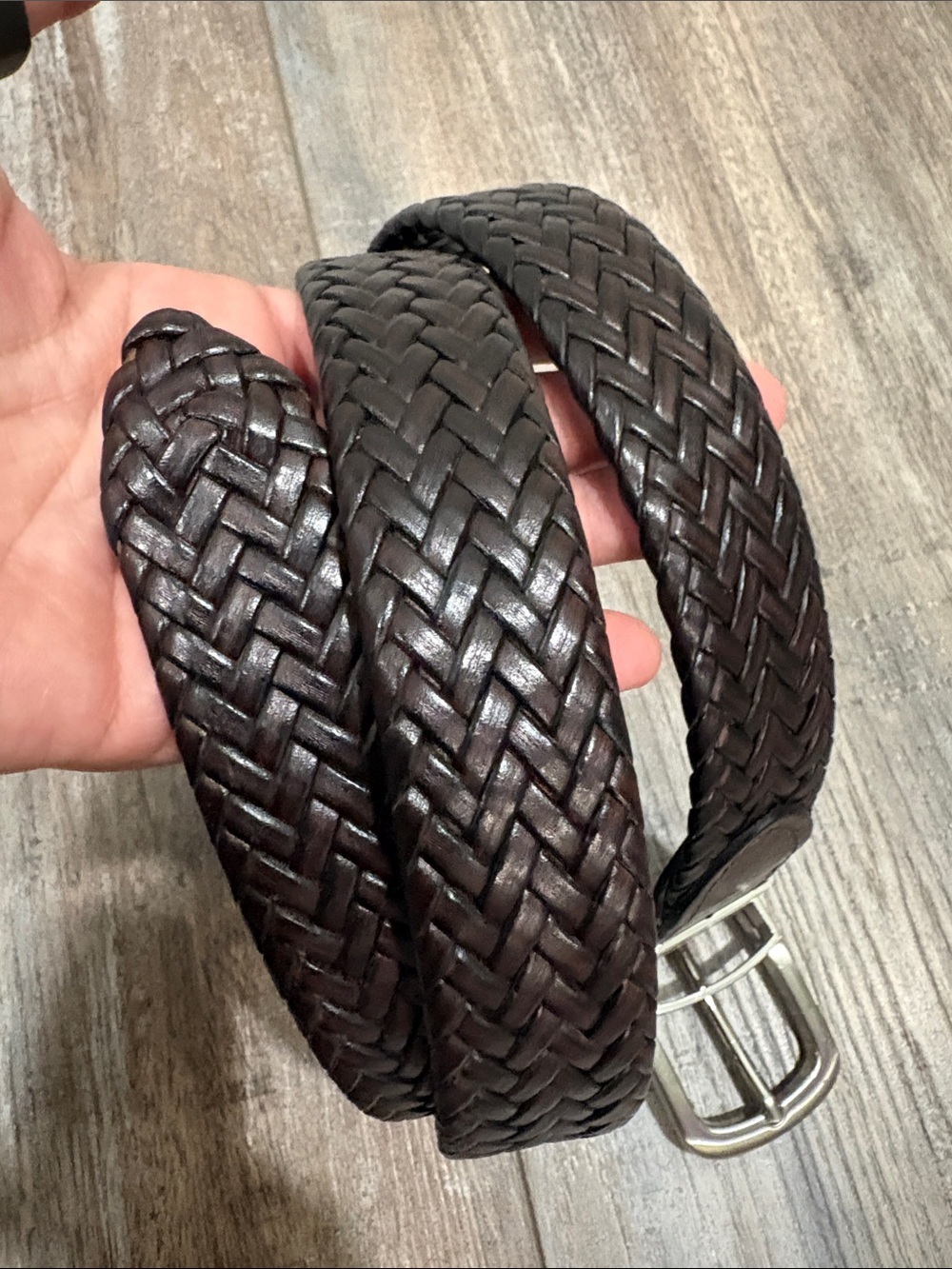 Nautica Braided Brown Leather Belt size 36